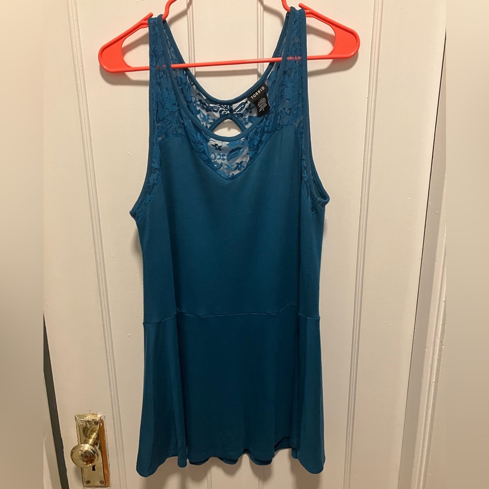 Torrid teal peplum tank top